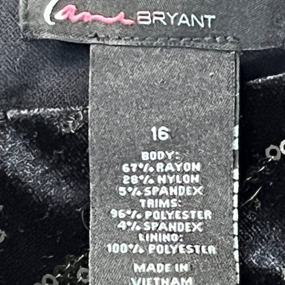 Lane Bryant Women's Black Sequin Front V Neck Sleeveless Sheath Dress Plus Sz 16 - Picture 9 of 10